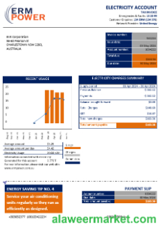 Australia ERM Power electricity proof of address business utility bill template in Word and PDF format